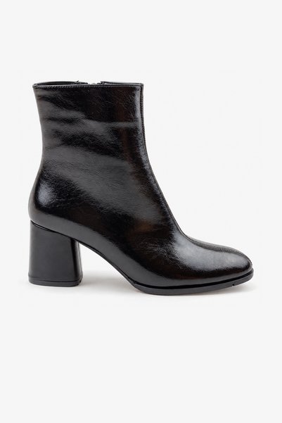 İNNABUTİKK Vetta Women's Heeled Boots - Black Wrinkled