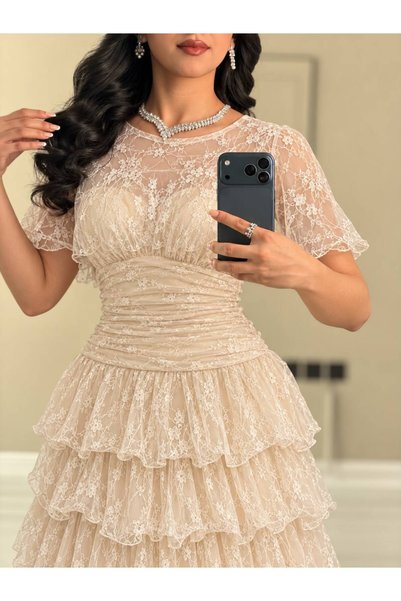 EVİAN DRESSE Women's Lace Midi Dress