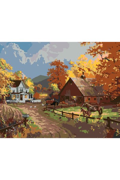 Painting-numbers Set pictura pe numere Satuc toamna 3723, panza pe rama lemn,...