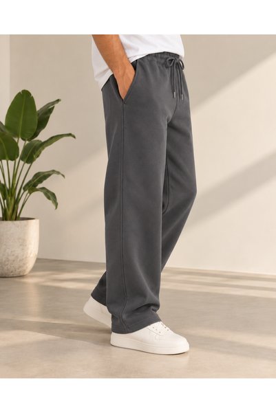 Erkek 3 İplik Şardonlu İçi Polarlı Baggy Bol Kesim Eşofman Altı
