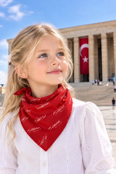 Mavi Masal Eșarfă roșie cu semnătura lui Atatürk / Eșarfă roșie cu semnătura ...