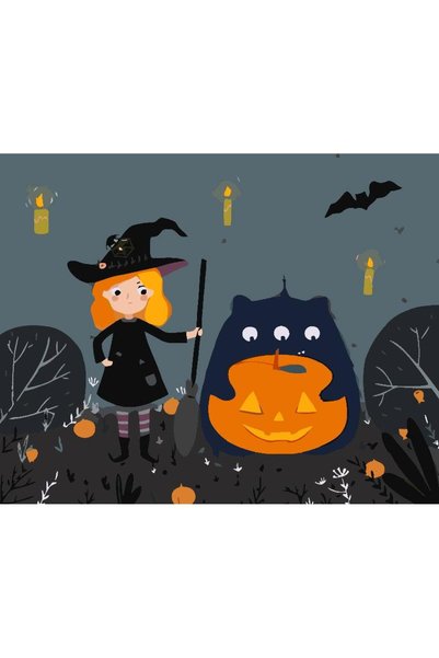 Painting-numbers Set pictura pe numere Halloween 3625, panza pe rama lemn, 90...