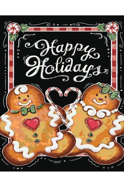 Painting-numbers Set pictura pe numere Happy Holidays 3804, panza pe rama lem...