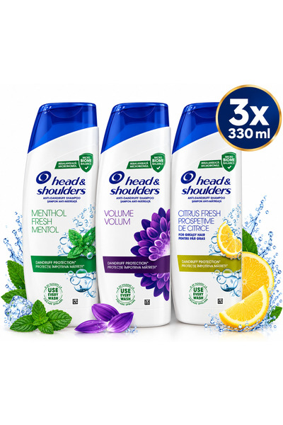 Generic Brand Set 3x 330 ml șampon menta, volum și lămâie H&S