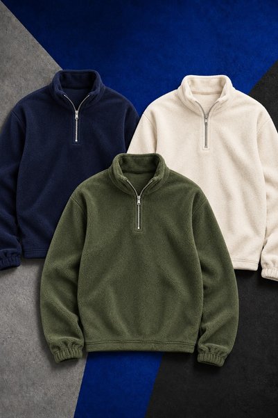 DAMGA JEANS 3 ανδρικά φούτερ με φερμουάρ, άνετης γραμμής, για καθημερινή χρήσ...