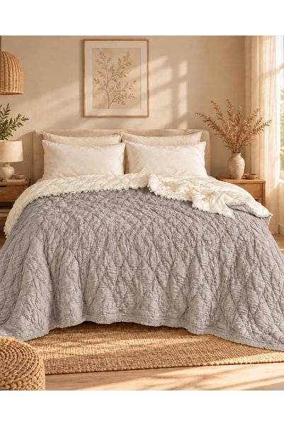 sarra 8-Layer Muslin, padded with 100% Cotton, 220x240cm Bedspread - Baklava