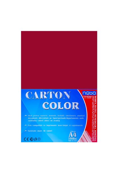 NEBO Colored Cardstock A4 250 g, Set of 100, Burgundy
