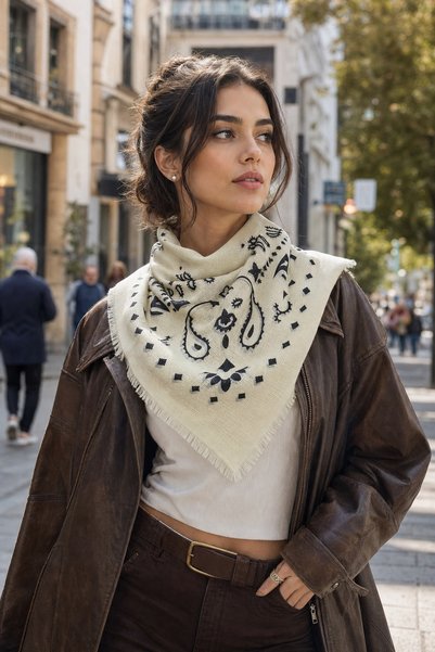 nehir eşarp Etnik Desen Model Püsküllü Omuz Fular Eşarp 100x100 Cm