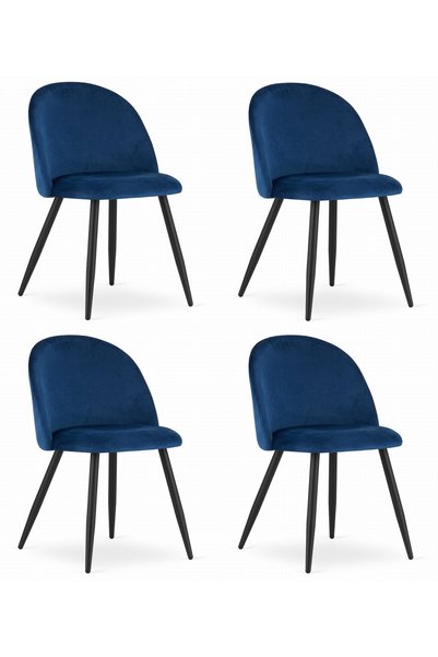 Oskar Scaun de dining BELLO din material textil, albastru marin, set de 4, pi...