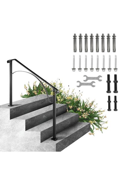 VEVOR Mână curentă de scară exterioară, Material: fier forjat, Culoare: negru...