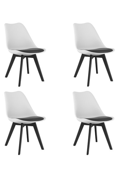 Oskar Scaun de dining MARK din polipropilenă, alb/negru, set de 4, picioare n...