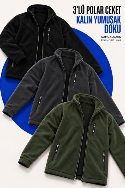 DAMGA JEANS سترة طويلة من الصوف بثلاثة أقسام للرجال مع جيوب بسحّاب