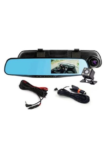 Genos Cameră auto DVR tip oglindă retrovizoare, față-spate, Full HD