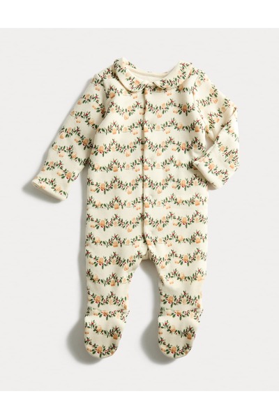 Marks & Spencer Salopetă de dormit din bumbac pur cu model turtă dulce (0-12 ...