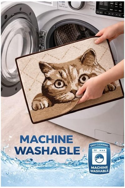 EBREEZZ Cute Cat Design Door Mat, Non-Slip Floor Rug for Home Entrance, Livin...