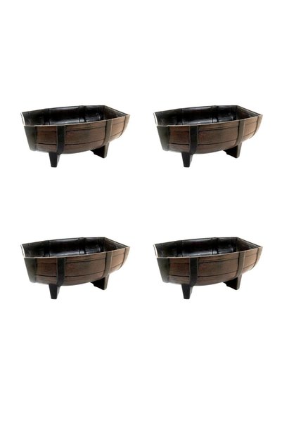 WISDOM Set 4 ghivece pentru flori model butoi teak 41x29x19 cm