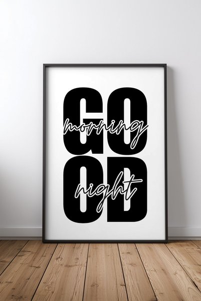 KEYFHOME Dobro jutro, dobra noć, poster sa crnim okvirom od MDF-a, dekor za z...