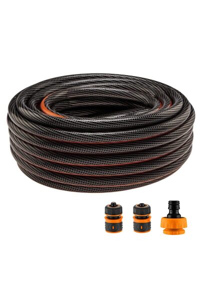 WISDOM Furtun de gradina, 6 straturi, antirasucire, cu 2 cuple si adaptor, 1/...