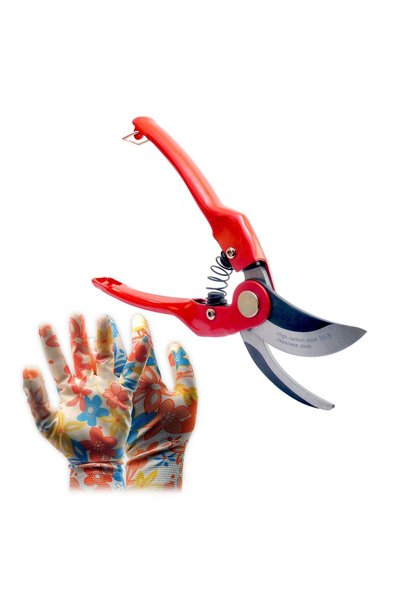 WISDOM Foarfeca gradina, tip bypass, profesionala, otel SK5 + manusi latex, 2...