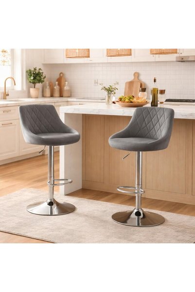 WISDOM Set 2 scaune de bucatarie/bar, Artool, Kast, rotativ, catifea gri, pic...
