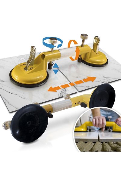 WISDOM Ventuza dubla pentru gresie, montaj si nivelare placi, max 80 kg, Stre...