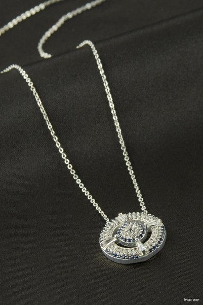 ZERO LAND ILKESTOR Eye Necklace with Zircon Stones (172947) Silver Color