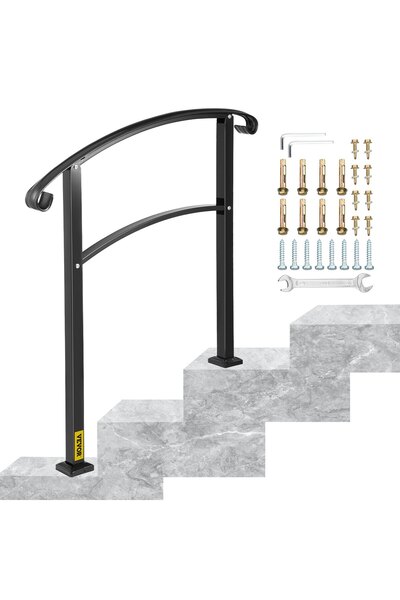 VEVOR Balustradă pentru scări exterioare, Material: fier forjat, Culoare: neg...