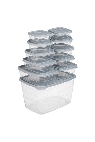 Belora Set of Transparent Casseroles with Gray Lids - 6 Different Sizes - 11pcs