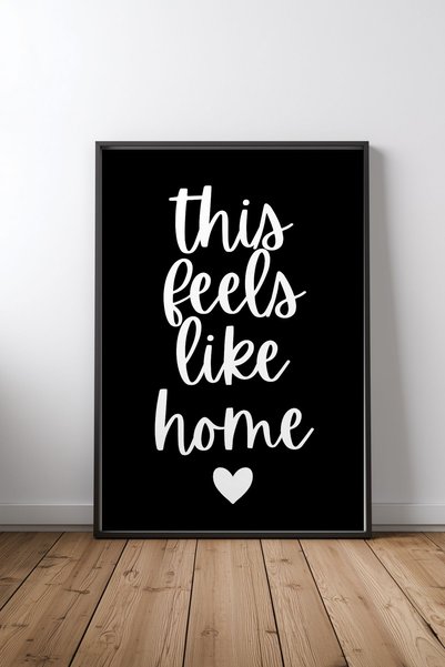KEYFHOME Acesta se simte ca acasă, Tablou MDF cu ramă neagră, design 3, poste...