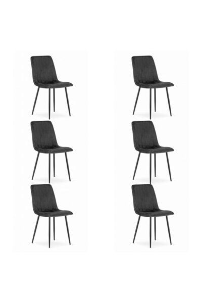 WISDOM Set 6 scaune bucatarie/living, Artool, Lava, catifea neagra, picioare ...