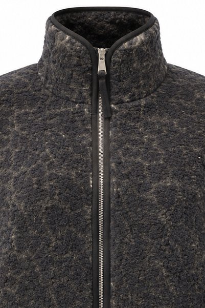 Mixray 4984 Kadın Fermuarlı Önden Cepli Dik Yaka Polar Sweatshirt Leopar