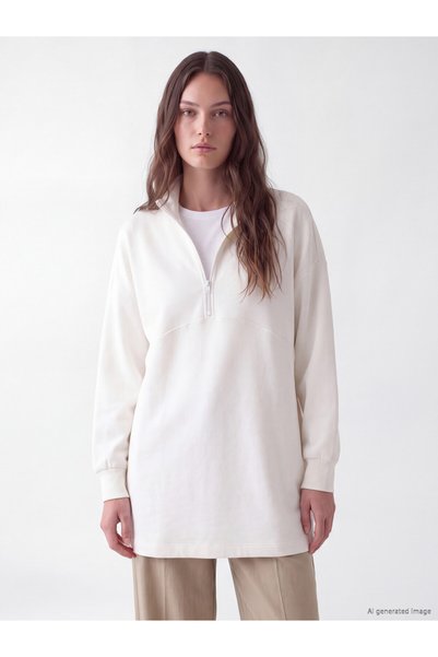 LC Waikiki Γυναικείο φούτερ τουνίκ με γιακά Dik Roba Soft Touch από το Shinin...