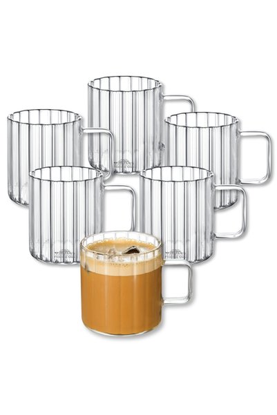 Wilmax Set 6 cești cafea termo sticlă, 250 ml, Thermoglass