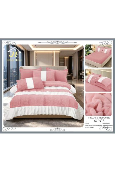 CasaDesteapta.ro Pilotă dublă 200x230 cm, roz cu alb, cearșaf cu elastic 180x...