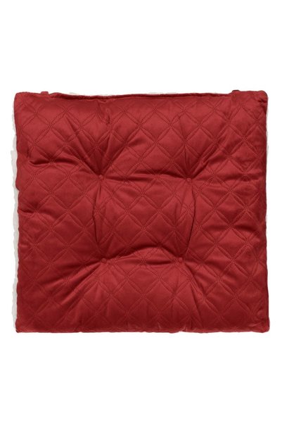 CATIANO Perna Scaun Decorativa Bordo Velvet Capitonata Alba Sherpa 38x38cm