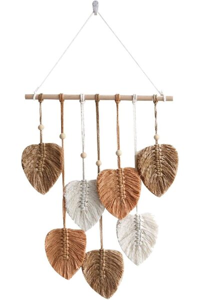 Generic Macrame Wall Art | Leaves Tassels Woven Cotton Ornaments Boho Art Wal...