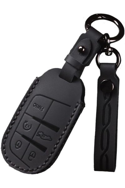 Generic 5 Buttons Premium Leather Key Fob Cover Protector Compatible with Jee...