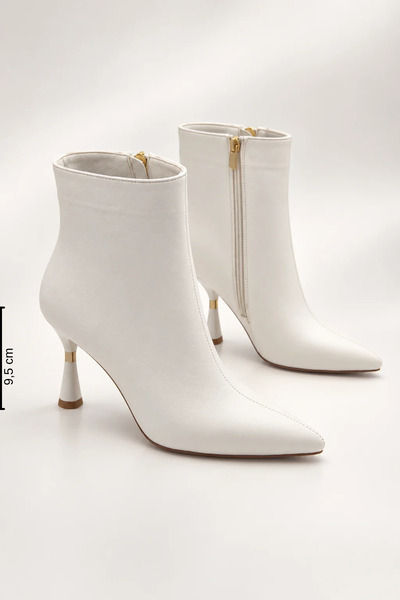 Women Lay-z Women's White Soft-Leather Stiletto-Heeled Boots, 9.5 cm