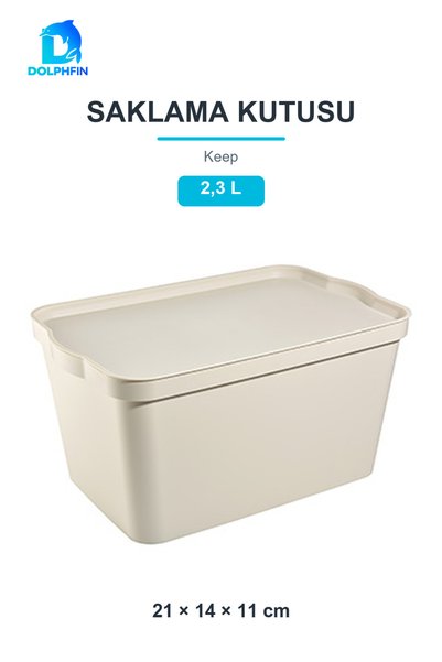 DolphFin Keep Storage Box, 2.3 L, with Lid, Home Organizer