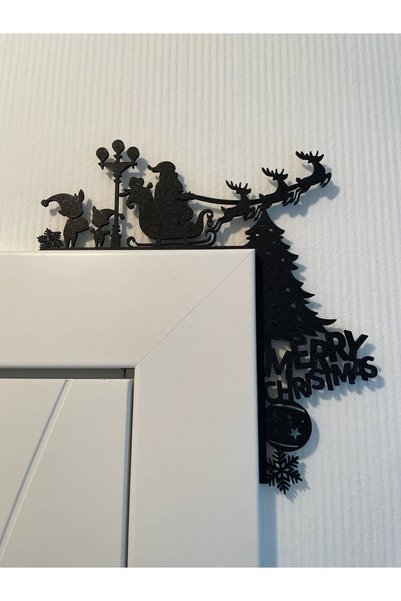 Generic Brand Ornament de Craciun pentru colt de usa, Mos Craciun cu sanie si...