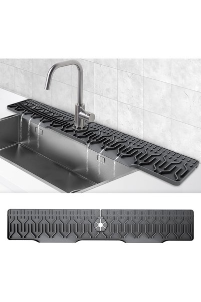 Generic Extra Long 34"x 6" Silicone Sink Splash Guard & Draining Mat - Anti-S...