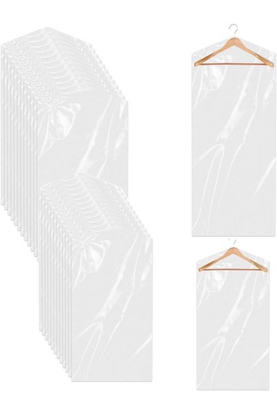 Generic 24 Pack Clear Garment Bags for Clothing Storage, Dust-proof Hanging C...