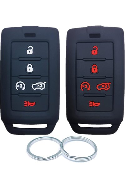 Generic 2Pcs 5 Buttons Silicone Smart Key Fob Compatible with 2022 2021 Jeep ...