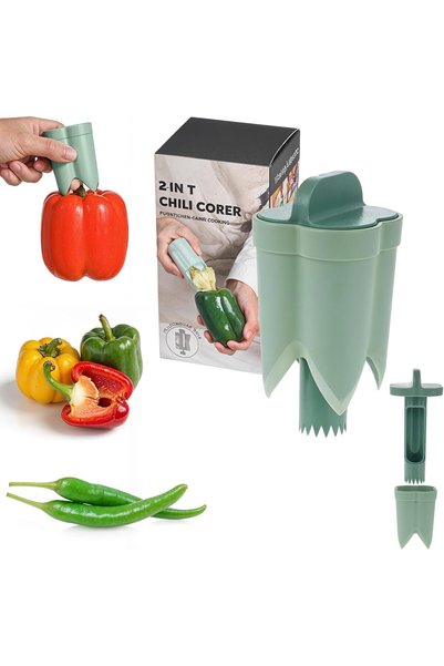 Generic 2 Pcs Pepper Corer Tool, 2 in 1 Bell Pepper Seed Remover and Cutter, ...