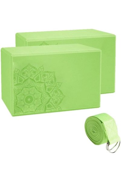 Generic 2 Pack Yoga Block with Stretch Straps, Non-Slip Yoga Bricks for Pilat...