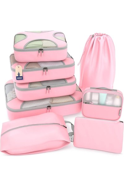 Generic Premium Set of 8 Lightweight Mesh Travel Luggage Organizers with Laun...