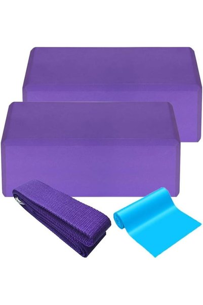 Generic Yoga Block And Yoga Strap Set, 4 PCS High Density EVA Foam Bricks wit...