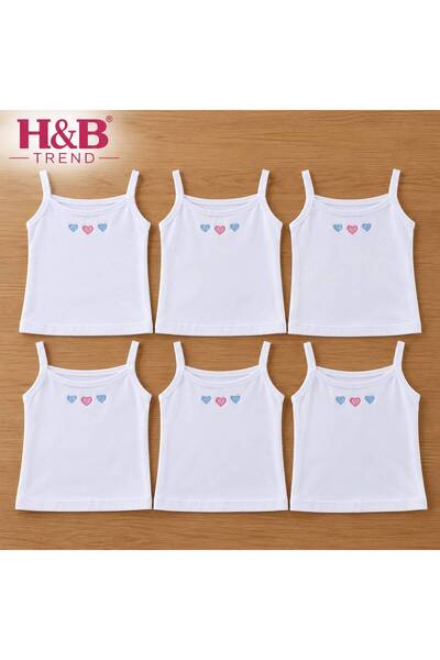 HB TREND 6-Pack Set of Embroidered Cotton String-Strap Tank Tops for Girls - ...