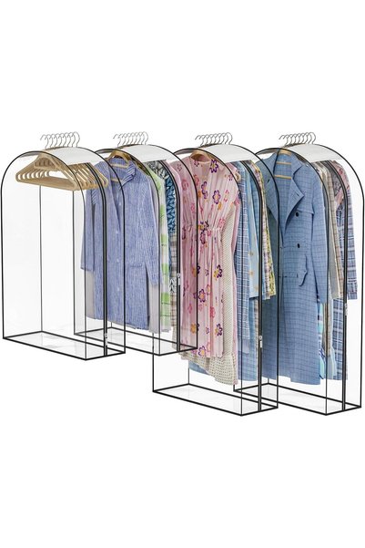 Generic 4 Pack (40 & 50 inch) Clear Garment Bags for Hanging Clothes,10“ Guss...