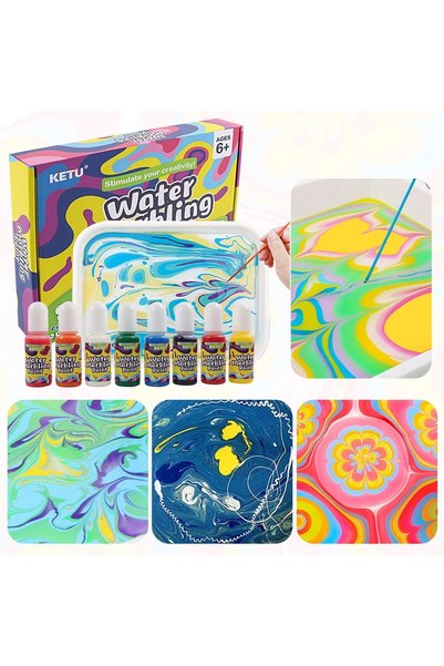 Generic Marbling Paint Arts and Crafts Kits 8 Watercolor Marble Painting Kit ...